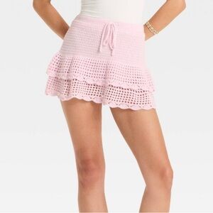 Pink Crochet Mini Skirt